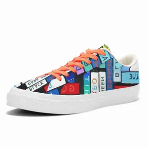 Men Colour Word Low Top Canvas Shoes