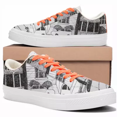 Men You Are Being Watched Low Top Canvas Shoes