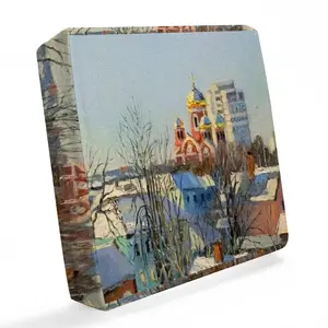 Winter Town With A Church Waterproof Sofa Cover