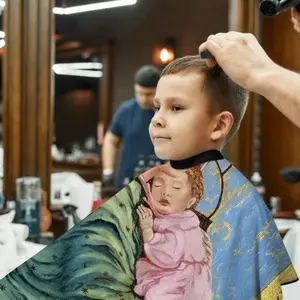 Godmother And Her Son Kids Barber Apron