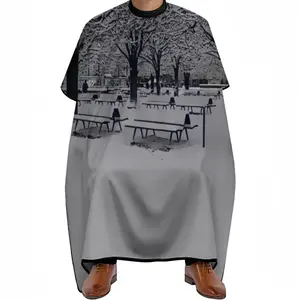 Parc Of Notre Dame Of Parisunder The Snow Barber Apron