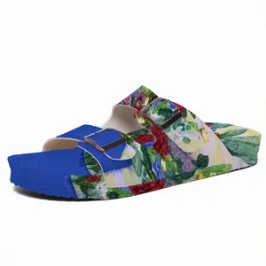 Men Blue Vase Cork Sandals