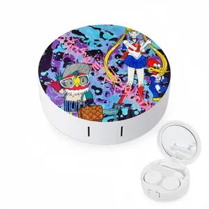 Goodbye My Love - Pop Art Cartoon Universal Peace Calligraphy Pink Contact Lens Case