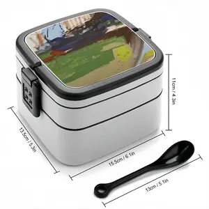 Under The Table (Landscape With Cows) Double Layer Bento Box