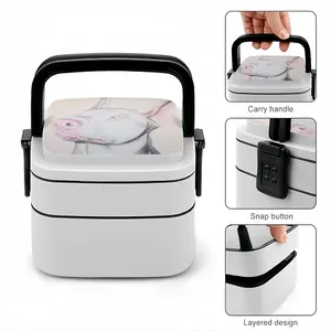 White Doberman Double Layer Bento Box