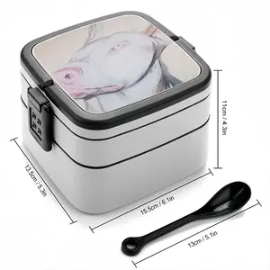 White Doberman Double Layer Bento Box