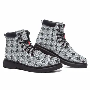 Men Grey-Pink Mid Top Boots