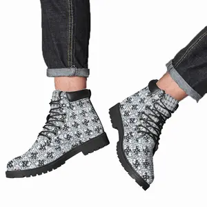 Men Grey-Pink Mid Top Boots