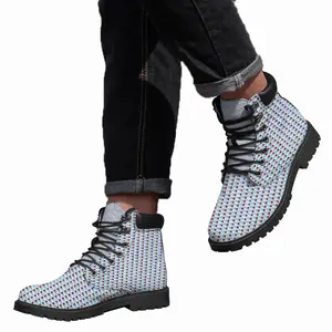 Men Caput Mortuum Light Blue Mid Top Boots