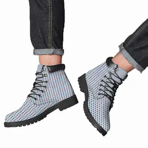 Men Caput Mortuum Light Blue Mid Top Boots