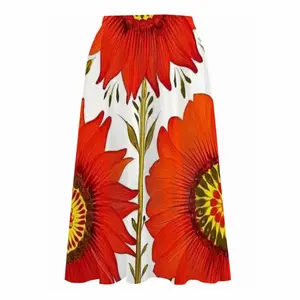 Three Red Flowers Chiffon Skirt