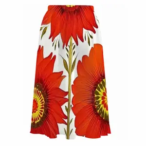 Three Red Flowers Chiffon Skirt