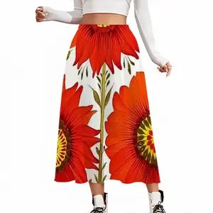 Three Red Flowers Chiffon Skirt