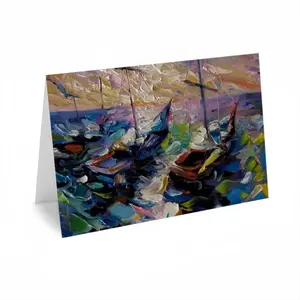 Sailboats At The Sunset Greeting Card