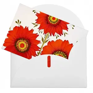 Three Red Flowers Greeting Card