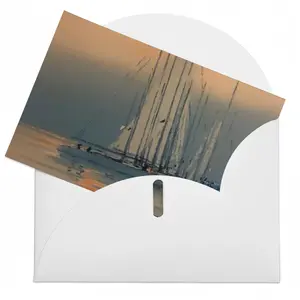 Sailboats With Sun Reflection Greeting Card