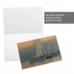 Sailboats With Sun Reflection Greeting Card