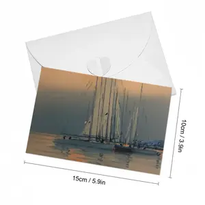 Sailboats With Sun Reflection Greeting Card