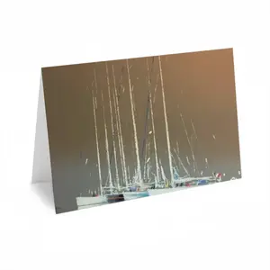 Sailboats In Ocre Greeting Card