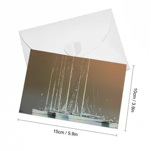 Sailboats In Ocre Greeting Card