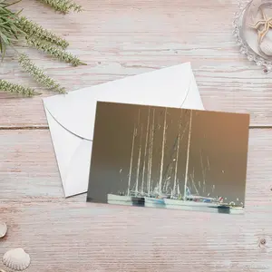 Sailboats In Ocre Greeting Card