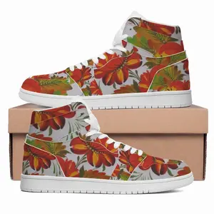 Men Orange Flower HD1 Baskerball Sneakers