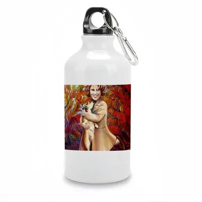 Queen Elizabeth As Child With Her Pet Corgi Dog Sport Water Bottle (Aluminum)