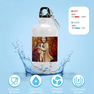 Queen Elizabeth As Child With Her Pet Corgi Dog Sport Water Bottle (Aluminum)