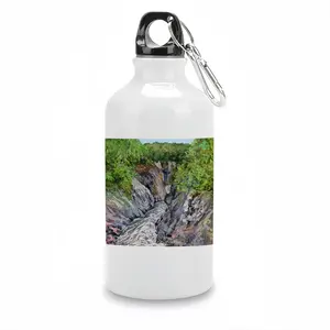 Oil Landscape Rocky Gorge With Rough River Sport Water Bottle (Aluminum)