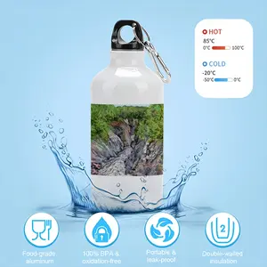 Oil Landscape Rocky Gorge With Rough River Sport Water Bottle (Aluminum)