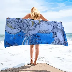 Drawing Ink - Blue Diva Bath Towel