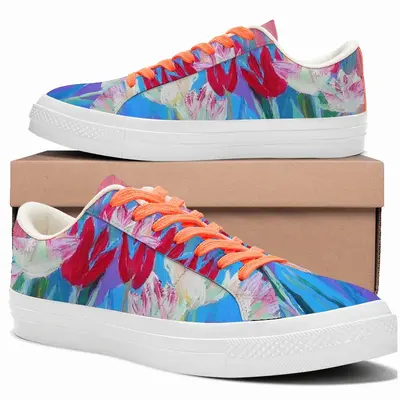 Men Harmony Of Pink And Blue Low Top Canvas Shoes