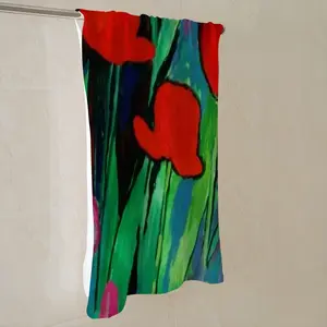 Red Tulips Bath Towel