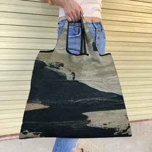 Black And Gold Wave Foldable Tote Bag