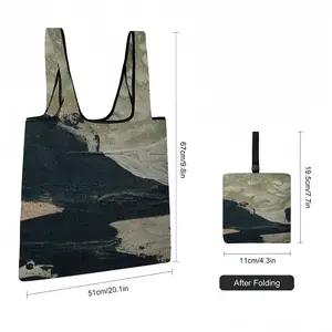 Black And Gold Wave Foldable Tote Bag