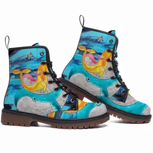 Men Family Whales Dolphins Ocean Sea Animals Wild Leather Work Boots