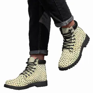 Men Holes Yellow-Green Mid Top Boots