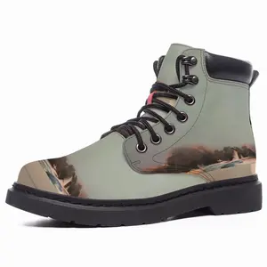 Men Green Lagoon With One Boat Mid Top Boots