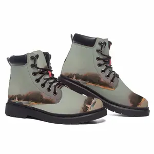 Men Green Lagoon With One Boat Mid Top Boots