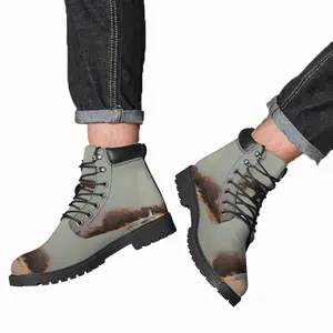 Men Green Lagoon With One Boat Mid Top Boots