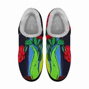 Men Roses And Cherries Cotton Slippers