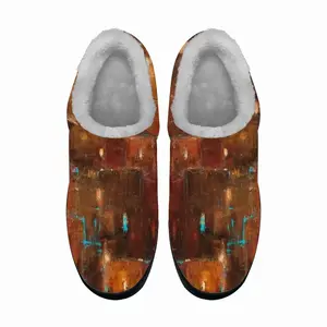 Men Red Gold Cotton Slippers