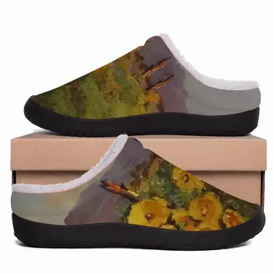 Men Yellow Fence Flowers Cotton Slippers