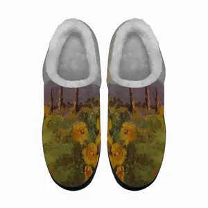 Men Yellow Fence Flowers Cotton Slippers