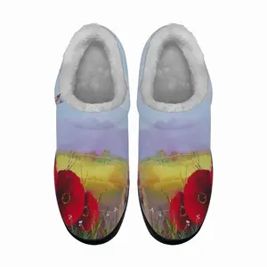 Men Fence Poppies Cotton Slippers