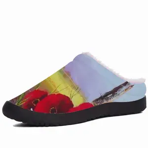 Men Fence Poppies Cotton Slippers