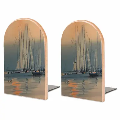 Sailboats With Sun Reflection Bookends