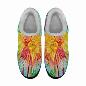 Men Red-Yellow Flower Cotton Slippers