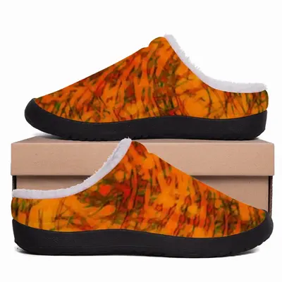 Men Orange Swirls Cotton Slippers