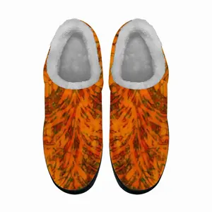 Men Orange Swirls Cotton Slippers